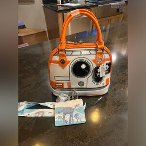 Loungefly Star Wars BB8 OG Heart Logo Top Handle Satchel Purse Bag NEW WITH TAGS